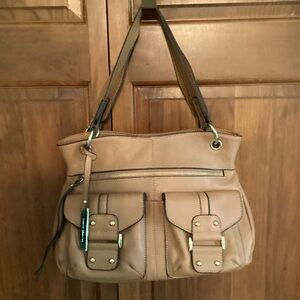 Franco Sarto Leather Satchel Handbag, Deep Tan